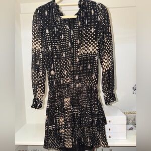 Current Air Black and Cream Celestial Pattern Dress
